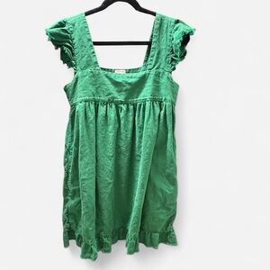 aerie Emerald Green Ruffle Sleeve Square Neck Dress